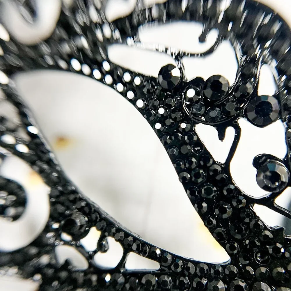 Men's Masquerade Mask, Black Crystal Mask, Gothic Halloween Mask, Party Mask